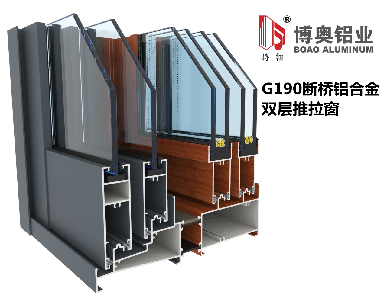 G190斷橋雙層推拉窗